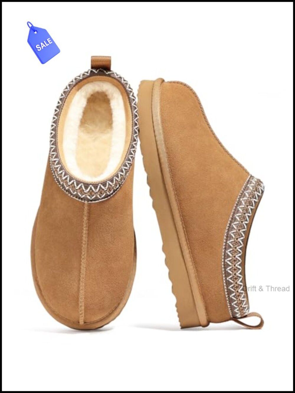 Genuine Suede Fuzzy Slippers Plush Sheepskin Lined Non-Slip House Shoes